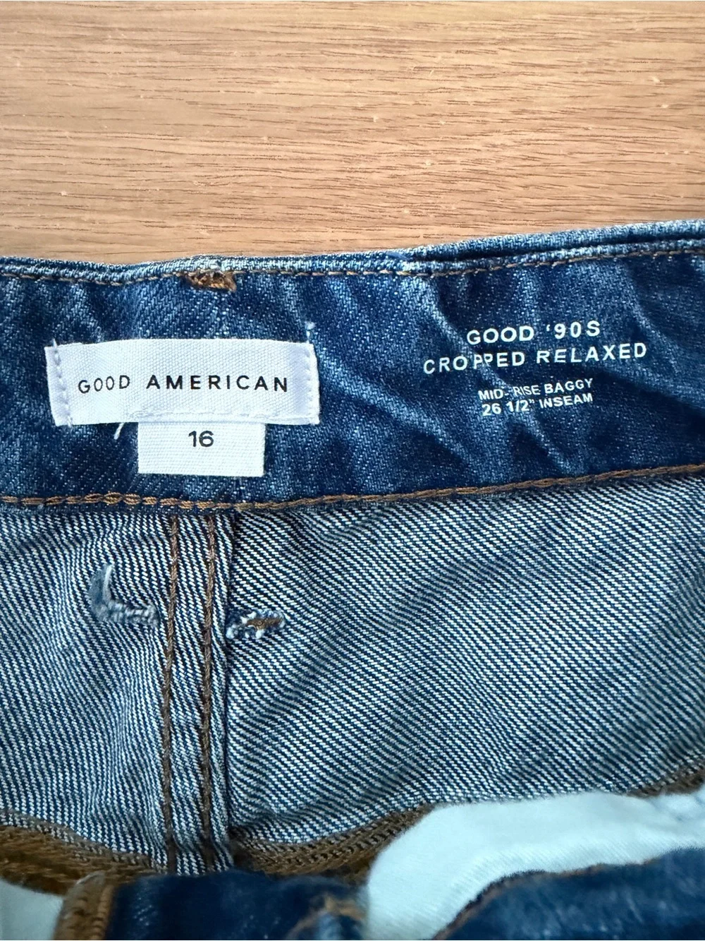 Good American Good 90s Cropped Relaxed Jeans Indigo - Size 16